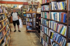 Glenn inside the used bookstore